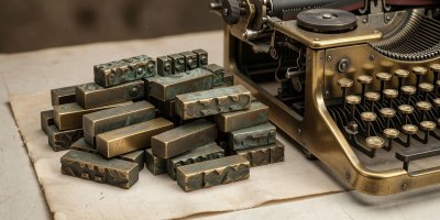 Vintage metal typesetting stamps symbolizing structured prompt formatting